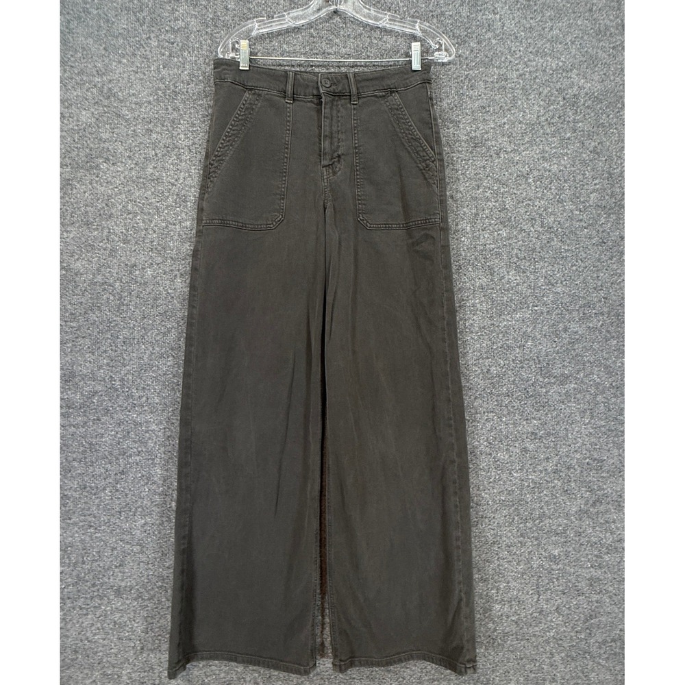 American Eagle Pants Women 6 Gray Super High Rise Baggy Wide Leg Stretch Utility